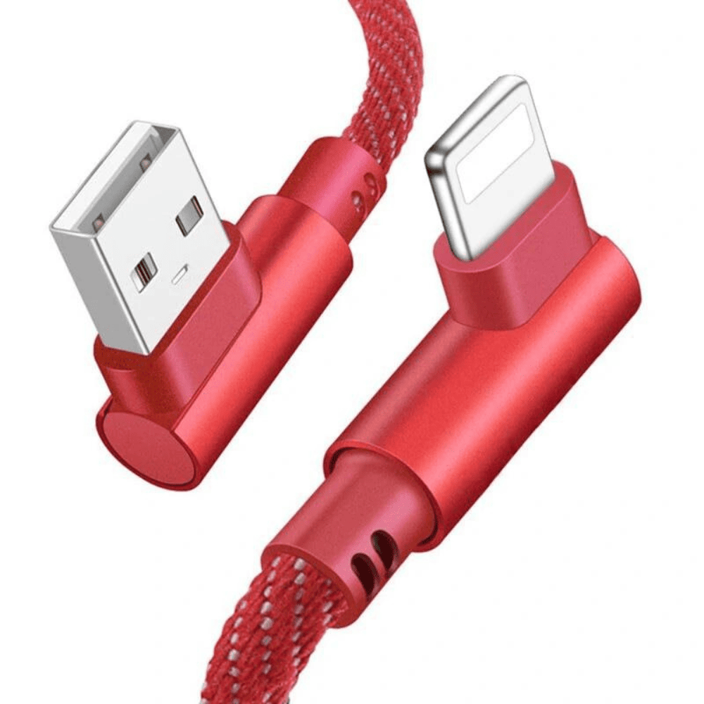 Kabel USB – Lightning, kątowy 90 stopni, 1 metr, czerwony