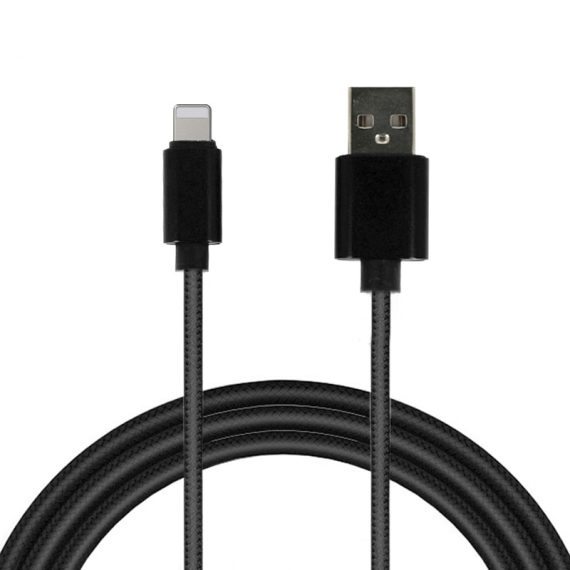 Kabel USB z metalowymi końcówkami 1 metr czarny Lightning