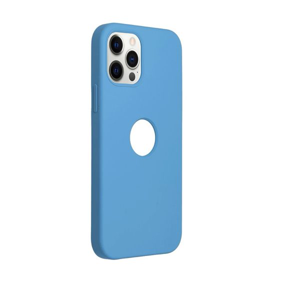 Etui do iPhone 12 silikonowe cienkie z widocznym logo niebieskie