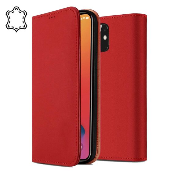 Etui do iPhone 12 skórzane czerwone case