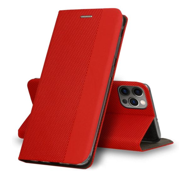 Etui do iPhone 12 Pro Max (6.7) eleganckie stylowe czerwone z klapką