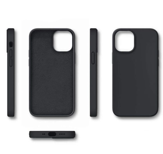 Etui do iPhone 12 Mini silikonowe z mikrofibrą premium soft touch czarne