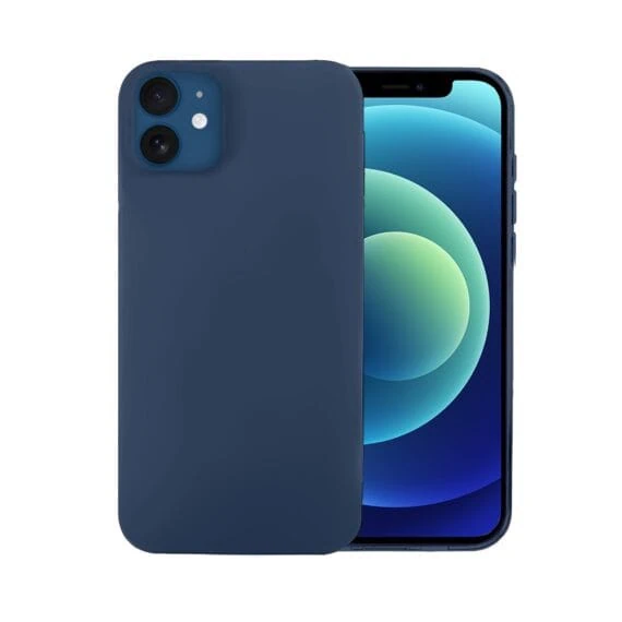 Etui do iPhone 12 Mini silikonowe z mikrofibrą soft touch, granatowe (2)