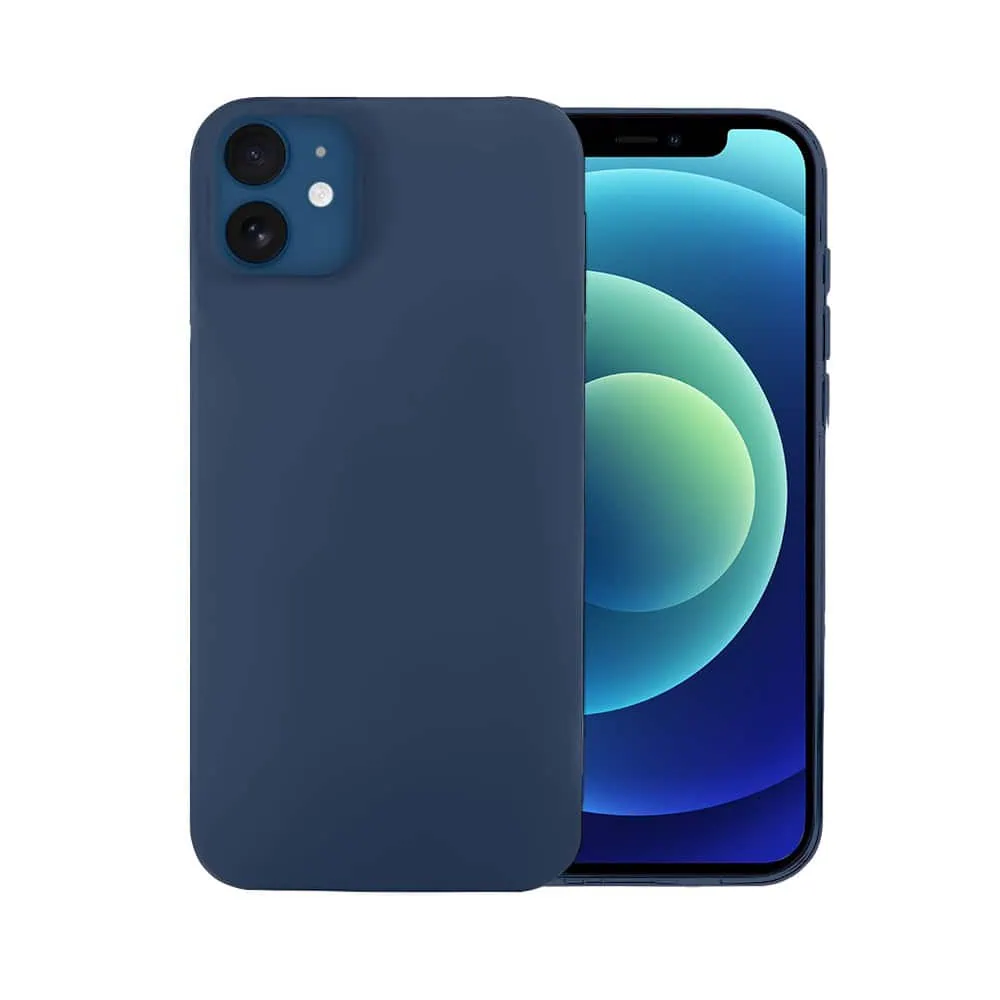 Etui do iPhone 12 Mini silikonowe z mikrofibrą soft touch, granatowe (2)