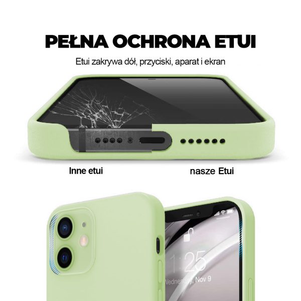 etui do iphone 12 pro max silikonowe z mikrofibrą premium soft touch jaśminowe zielone 1