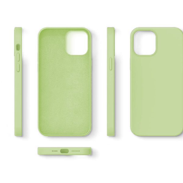 etui do iphone 12 pro max silikonowe z mikrofibrą premium soft touch jaśminowe zielone 3