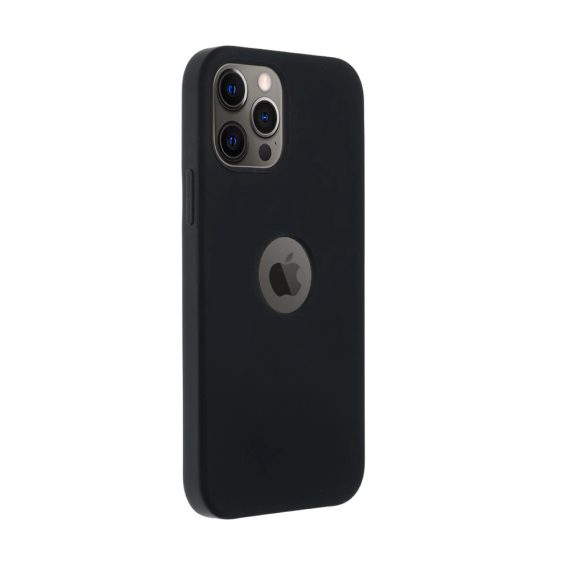 Etui do iPhone 12 Pro Max silikonowe cienkie z widocznym logo czarne
