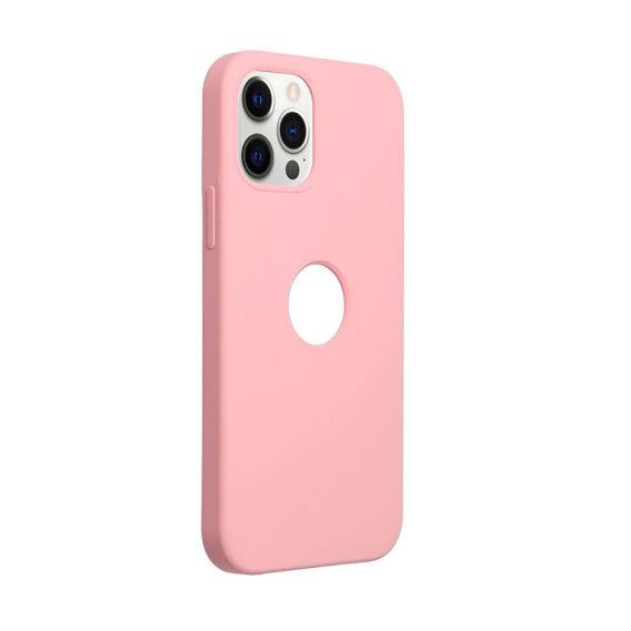 Etui do iPhone 12 Pro Max silikonowe cienkie z widocznym logo pudrowo-różowe