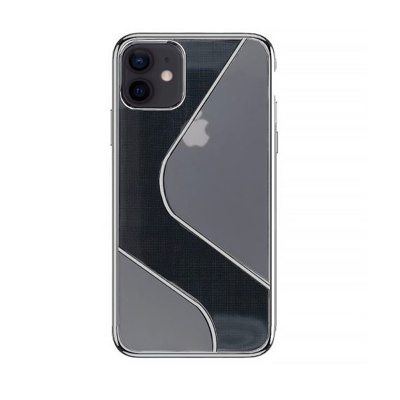 Etui do iPhone 12 Mini transparentne czarne elastyczne z delikatnym wzorem S