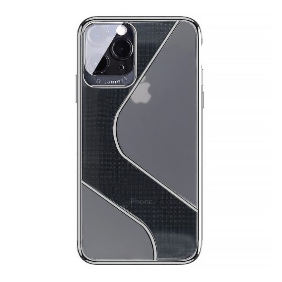 Etui do iPhone 12 Pro Max transparentne czarne elastyczne z delikatnym wzorem S