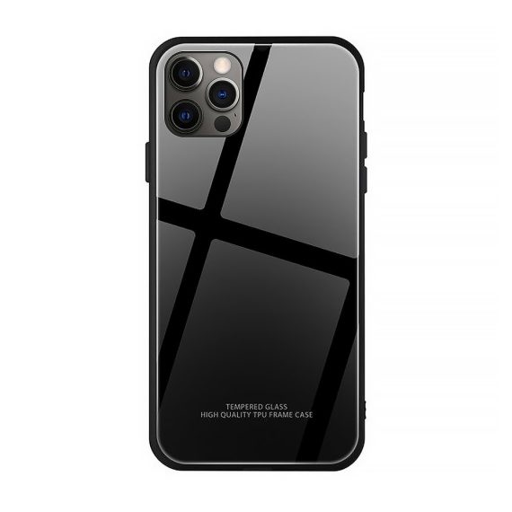 Etui do iPhone 12 Pro trwałe ze szklaną czarną powierzchnią