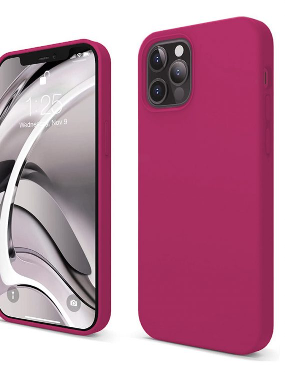 etui do iphone 12 pro silikonowe z mikrofibrą premium soft touch bordowe