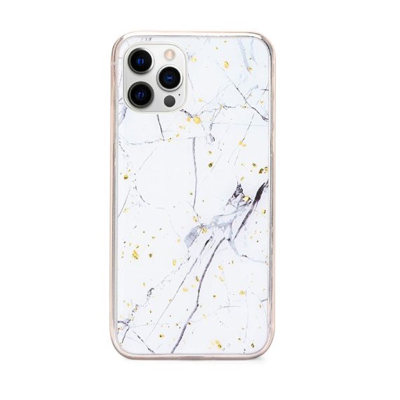 Etui do iPhone 12 Pro Max elegancki prawdziwy marmur ze złotymi drobinkami