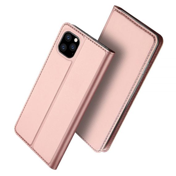 Etui do iPhone 12 Pro eleganckie stylowe różowo-złote z magnetyczną klapką