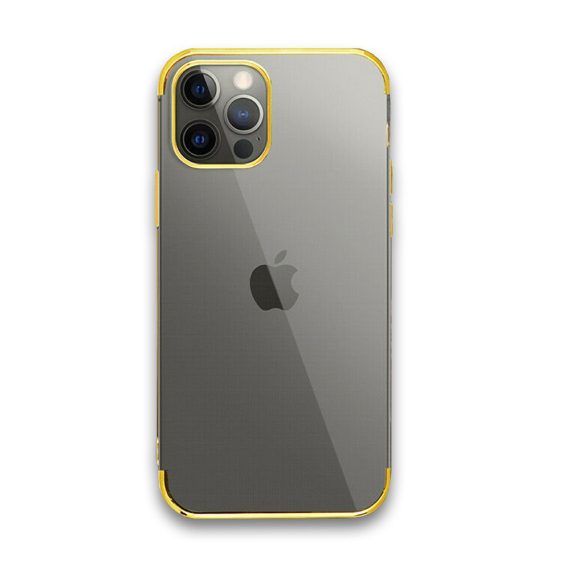 Etui do iPhone 12 Pro transparentne premium ze złotymi bokami