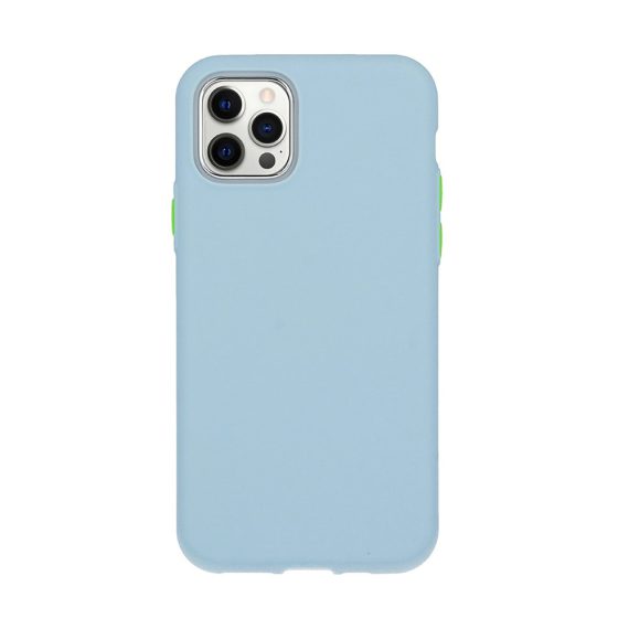 Etui do iPhone 12 Pro Max silikonowe elastyczne z kolorowymi przyciskami fancy niebieskie
