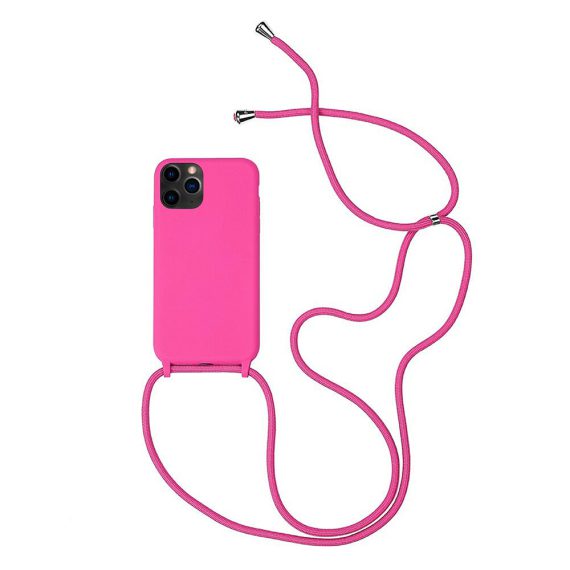 Etui do iPhone 11 Pro różowe nowoczesne z różową smyczą