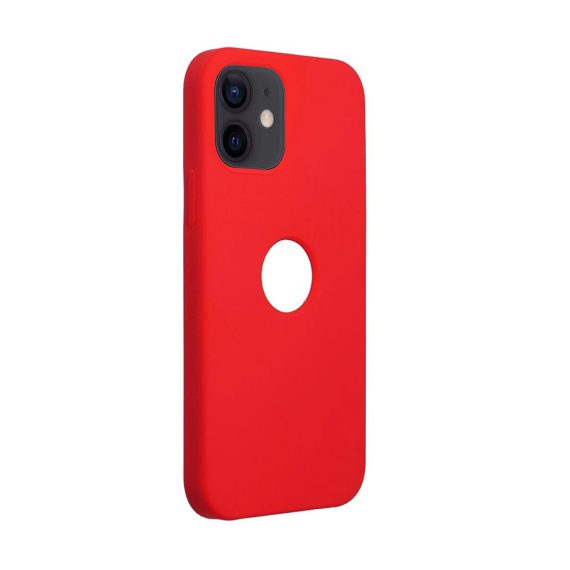 Etui do iPhone 12 Mini silikonowe cienkie z widocznym logo czerwone