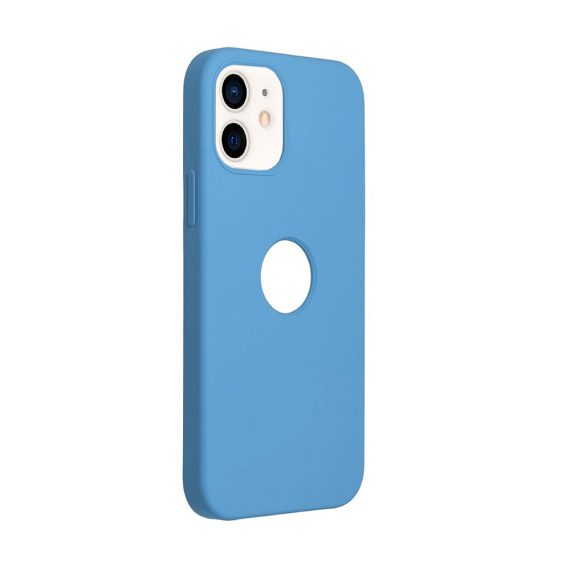 Etui do iPhone 12 Mini silikonowe cienkie z widocznym logo niebieskie