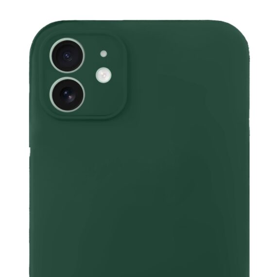 Etui do iPhone 11 silikonowe z mikrofibrą soft touch z osłoną na aparat, butelkowo zielone (3)