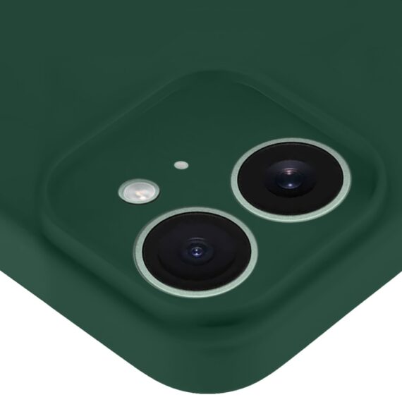 Etui do iPhone 11 silikonowe z mikrofibrą soft touch z osłoną na aparat, butelkowo zielone (5)
