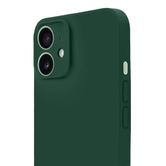 Etui do iPhone 11 silikonowe z mikrofibrą soft touch z osłoną na aparat, butelkowo zielone (6)