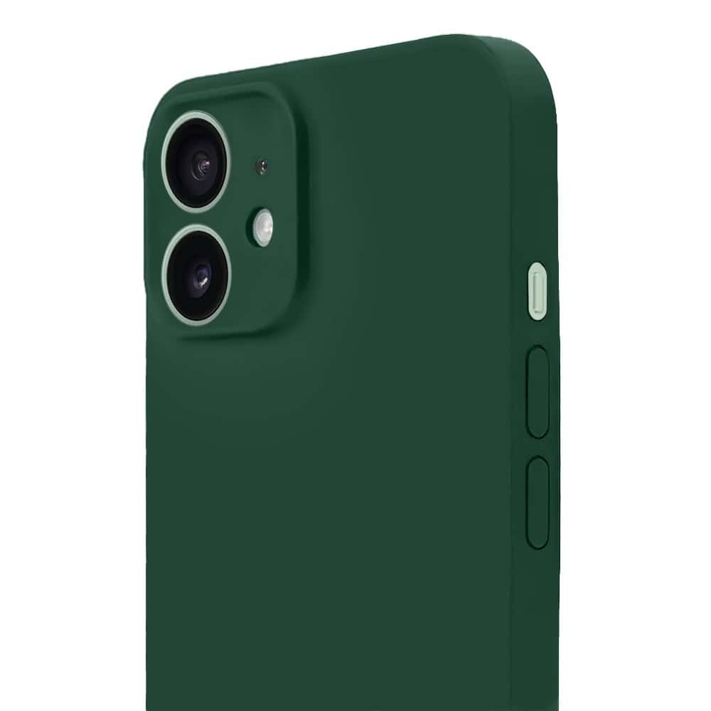 Etui do iPhone 11 silikonowe z mikrofibrą soft touch z osłoną na aparat, butelkowo zielone (6)