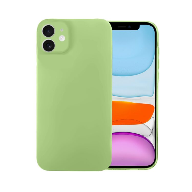 Etui do iPhone 11 silikonowe z mikrofibrą soft touch z osłoną na aparat, jaśminowa zieleń (2)