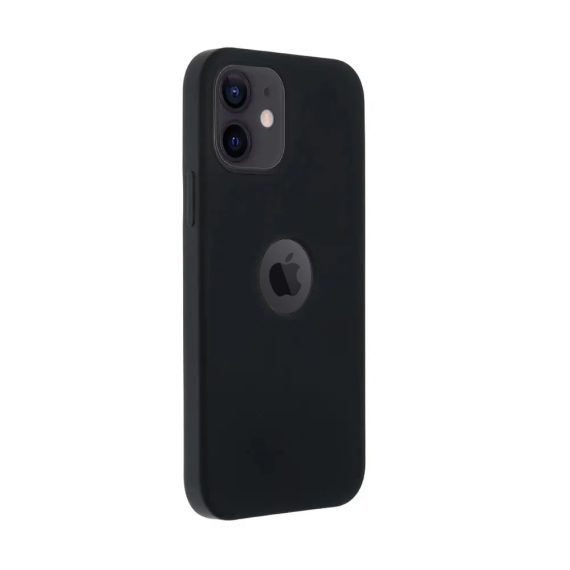 Etui do iPhone 12 Mini silikonowe cienkie z widocznym logo, czarne