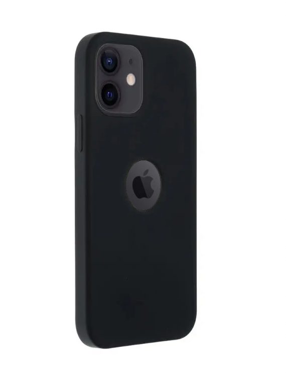 etui do iphone 12 silikonowe cienkie z widocznym logo czarne