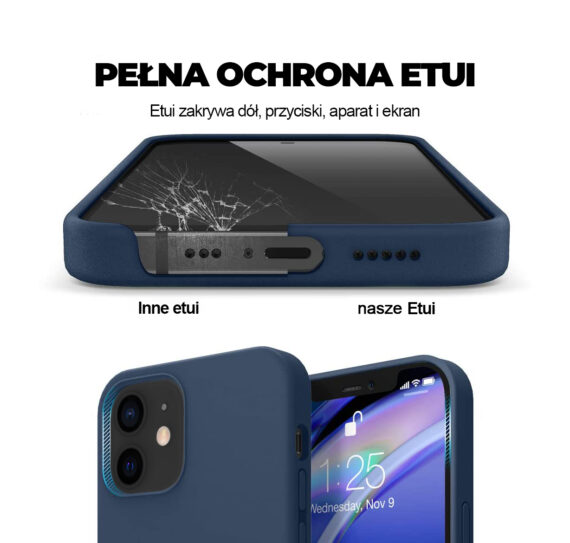 etui do iphone 12 silikonowe z mikrofibrą premium soft touch granatowe (1)