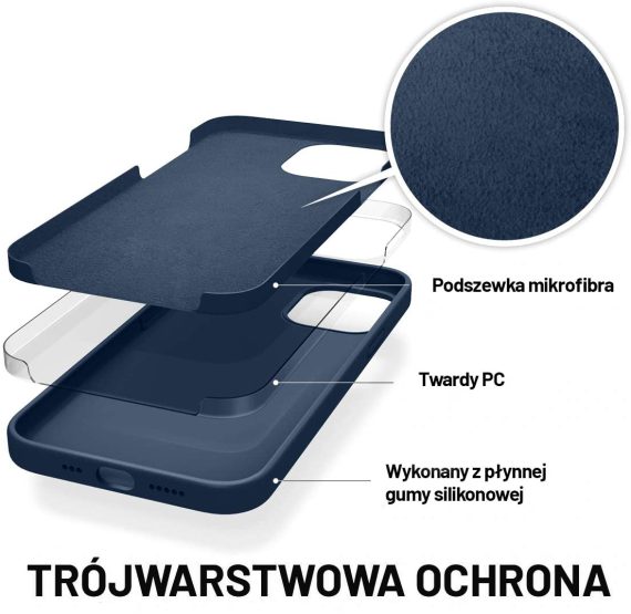 etui do iphone 12 silikonowe z mikrofibrą premium soft touch granatowe (2)