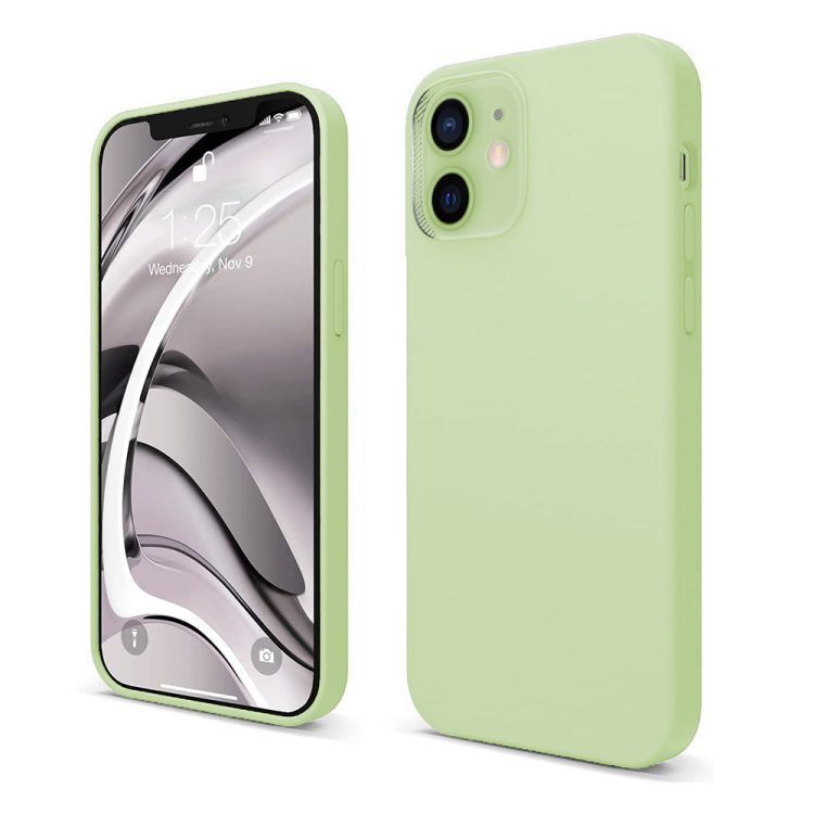 etui do iphone 12 silikonowe z mikrofibrą premium soft touch jaśminowe zielone 2