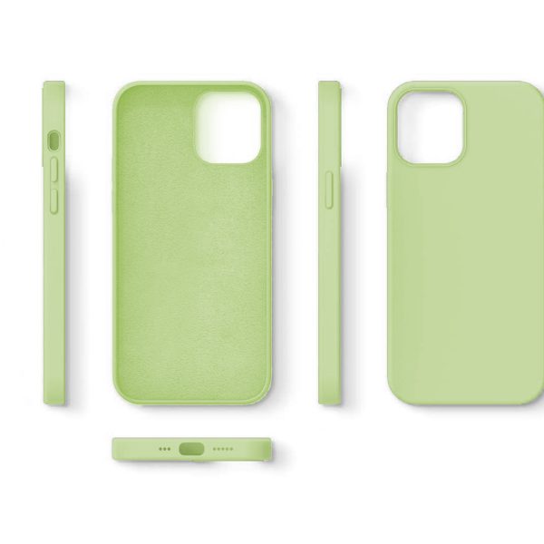 etui do iphone 12 silikonowe z mikrofibrą premium soft touch jaśminowe zielone (1)