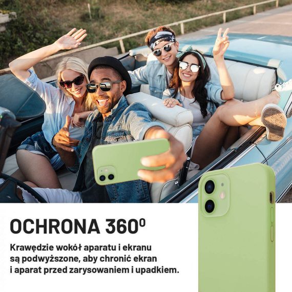 etui do iphone 12 silikonowe z mikrofibrą premium soft touch jaśminowe zielone (4)