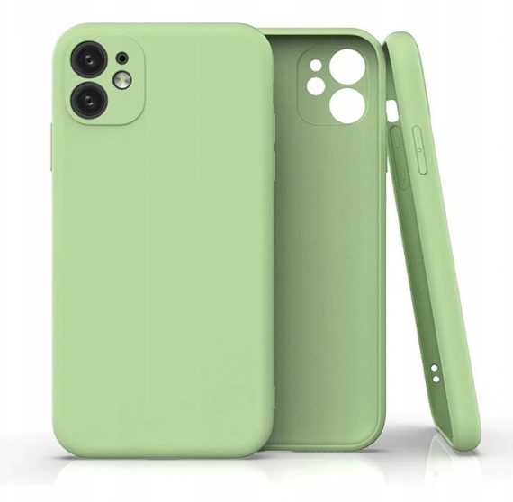 Etui do iPhone 11 silikonowe z mikrofibrą premium soft touch, osłona na aparat, jaśminowe zielone