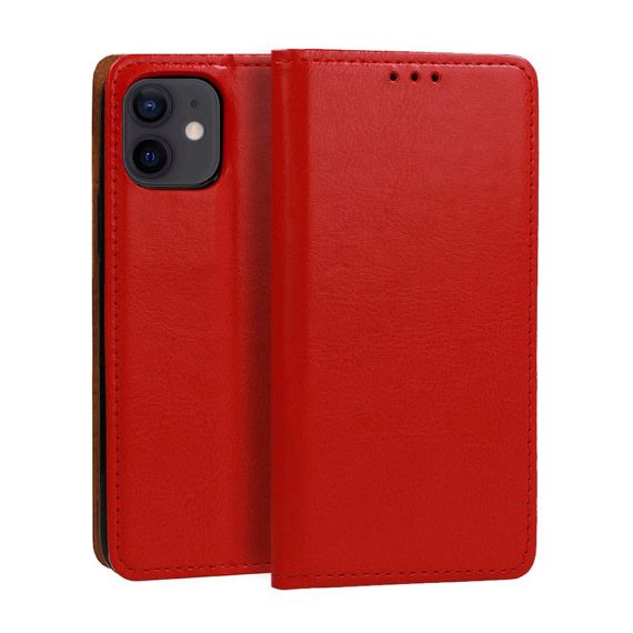 Etui do iPhone 12 Mini eleganckie czerwone skórzane