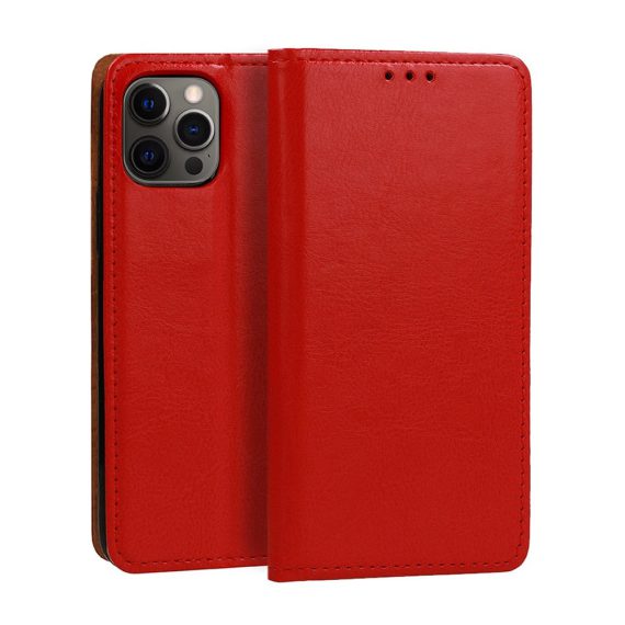 Etui do iPhone 12 Pro Max eleganckie czerwone skórzane
