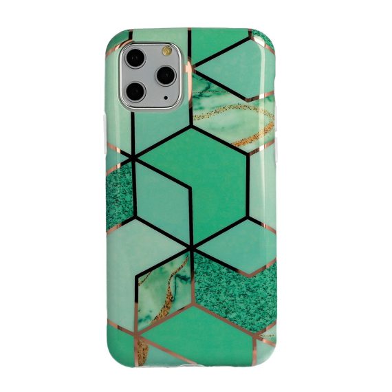 Etui do iPhone 6/6S zielone z marmurkiem złote wzory