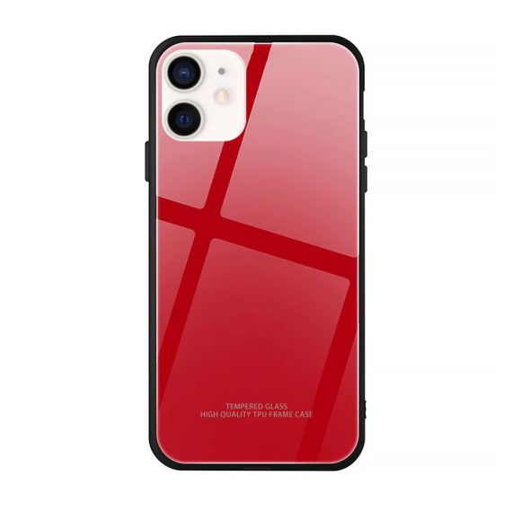 Etui do iPhone 12 trwałe ze szklaną czerwoną powierzchnią