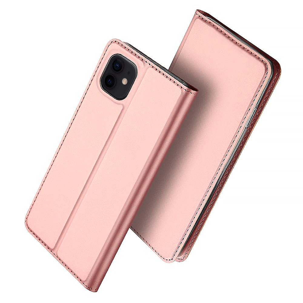 Etui do iPhone 12 eleganckie stylowe różowo-złote z magnetyczną klapką