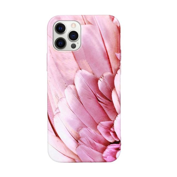 Etui do iPhone 12 Pro Max stylowe eleganckie różowe piórka