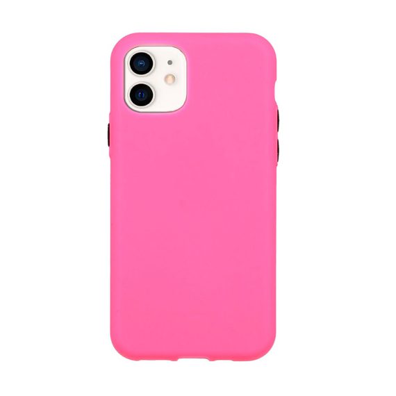 Etui do iPhone 12 silikonowe elastyczne z kolorowymi przyciskami fancy różowe