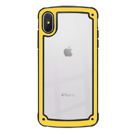 Etui do iPhone X/XS przeźroczyste z żółtą bajkową ramką cartoon