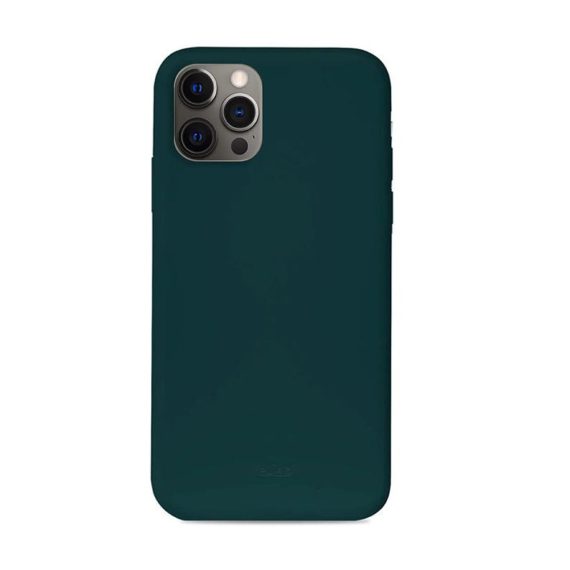 Etui do iPhone 12 Pro Max silikonowe elastyczne z osłoną na aparat ciemnozielone