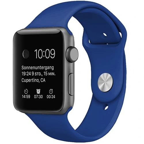 Sportowy pasek silikonowy do zegarka Apple Watch 7 / 6 / 5 / 4 / 3 / SE 42/44/45mm – kolor niebieski