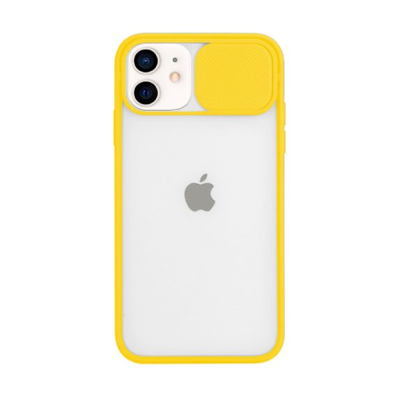 Etui do iPhone 12 półprzezroczyste matowe z ochroną aparatu żółte