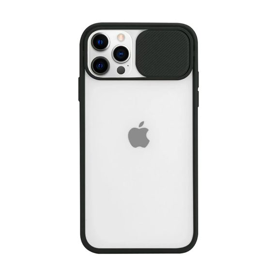 Etui do iPhone 12 Pro półprzezroczyste matowe satynowe z ochroną aparatu czarne