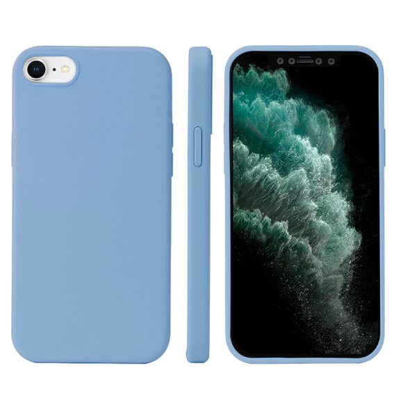 Etui do iPhone SE2022/SE2020 /8/7 silikonowe z mikrofibrą premium soft touch pastelowy niebieski