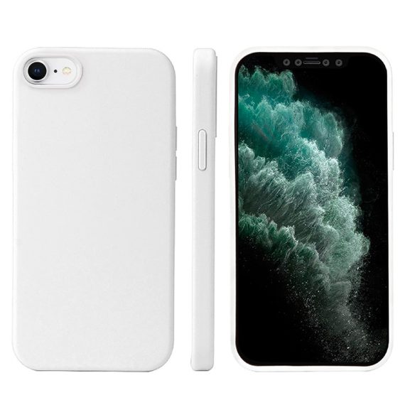 Etui do iPhone SE2020/8/7 silikonowe z mikrofibrą premium soft touch białe alabastrowe